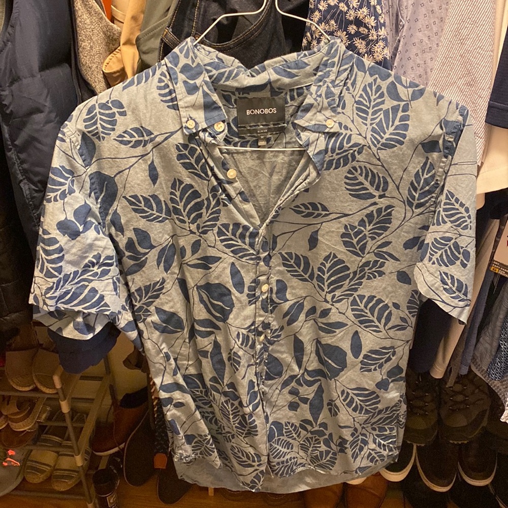 Bonobos Men’s Short Sleeve Button Down Floral Medium Slim Fit